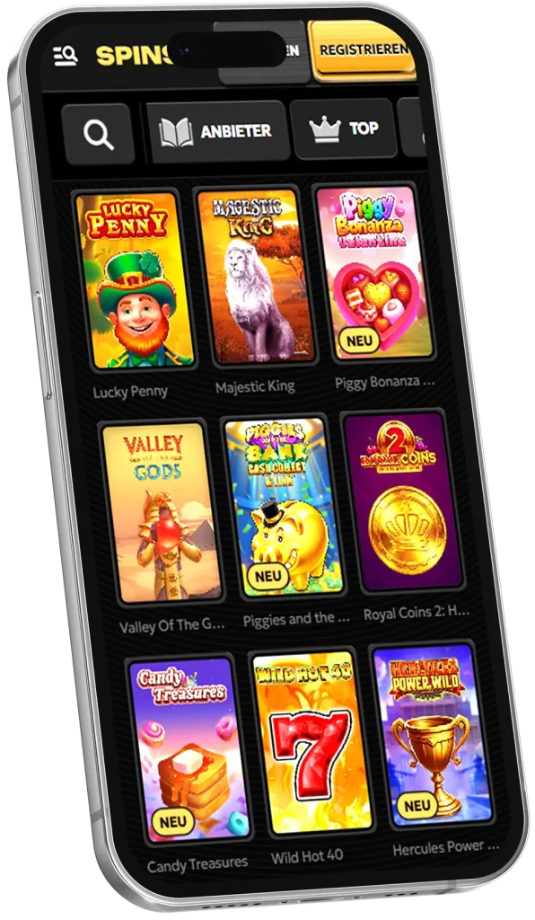 Spiele auf Spinsy Casino App