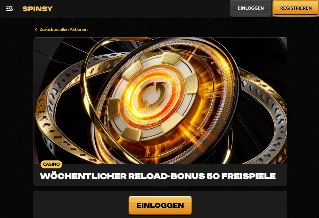 Wöchentlicher Reload-Bonus mit Spinsy Freispiele