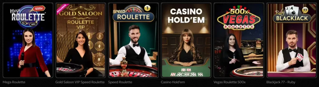 Spiele auf Spinsy Live Casino