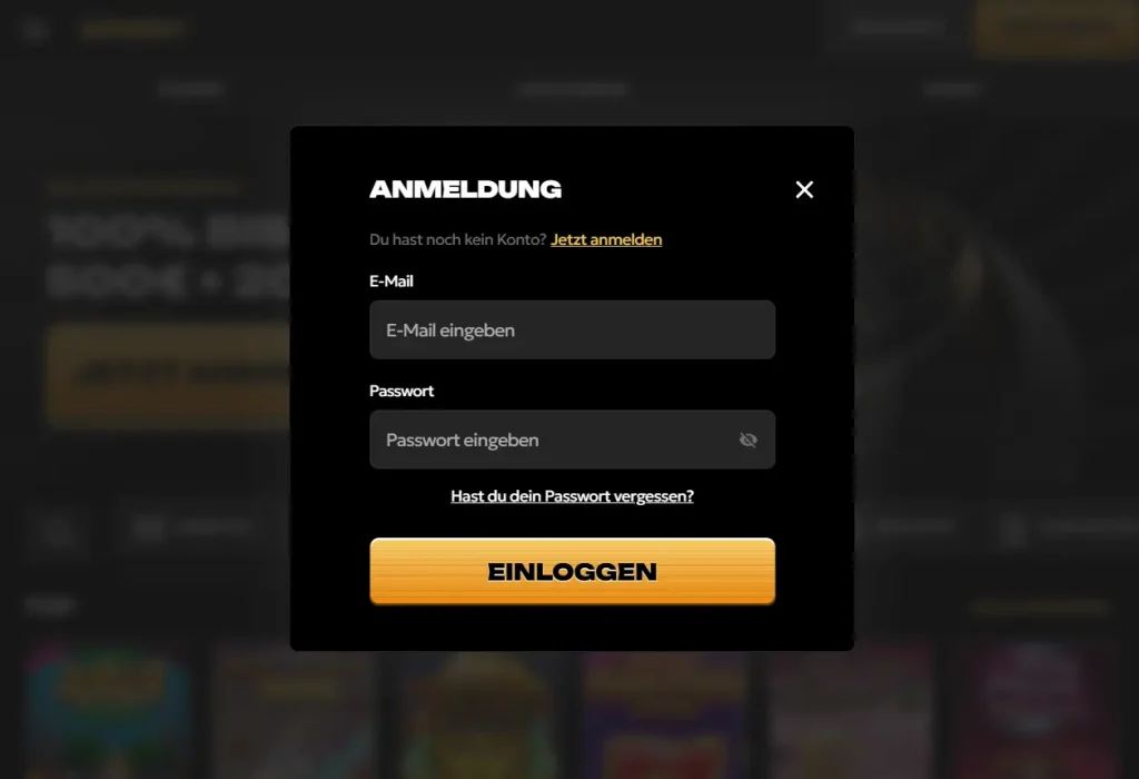Spinsy Login Vorgang