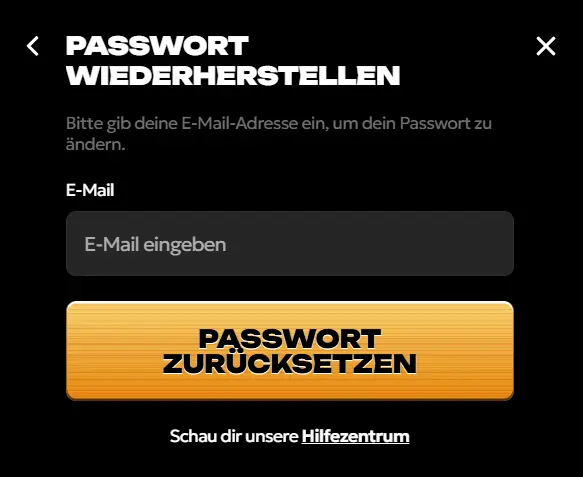 Passwort Wiederherstellung für SpinsyCasino Login